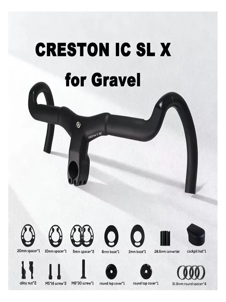 ​ ​ Carbon Gravel Stuur 349g Ultra Lichtgewicht, T800 Carbon Fiber Racefietsstuur, 60mm Reach voor Gravel & Endurance ​ - afbeelding 2