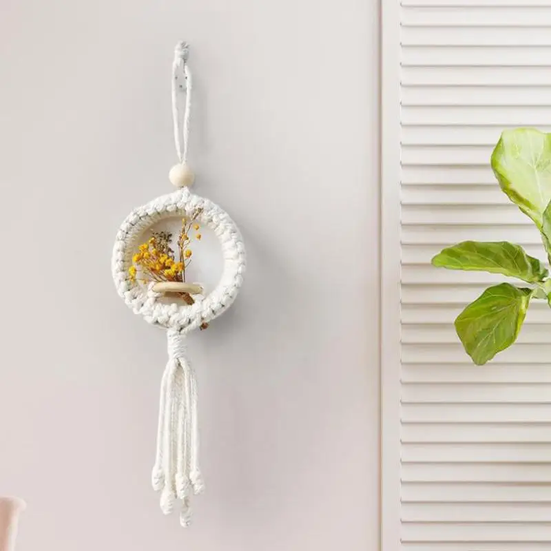 Air Plant Holder Macrame Wall Hanging Boho Decor Flower Pot Farmhouse Garden Pots Planters Bedrrom Balkon Decoration Gift
