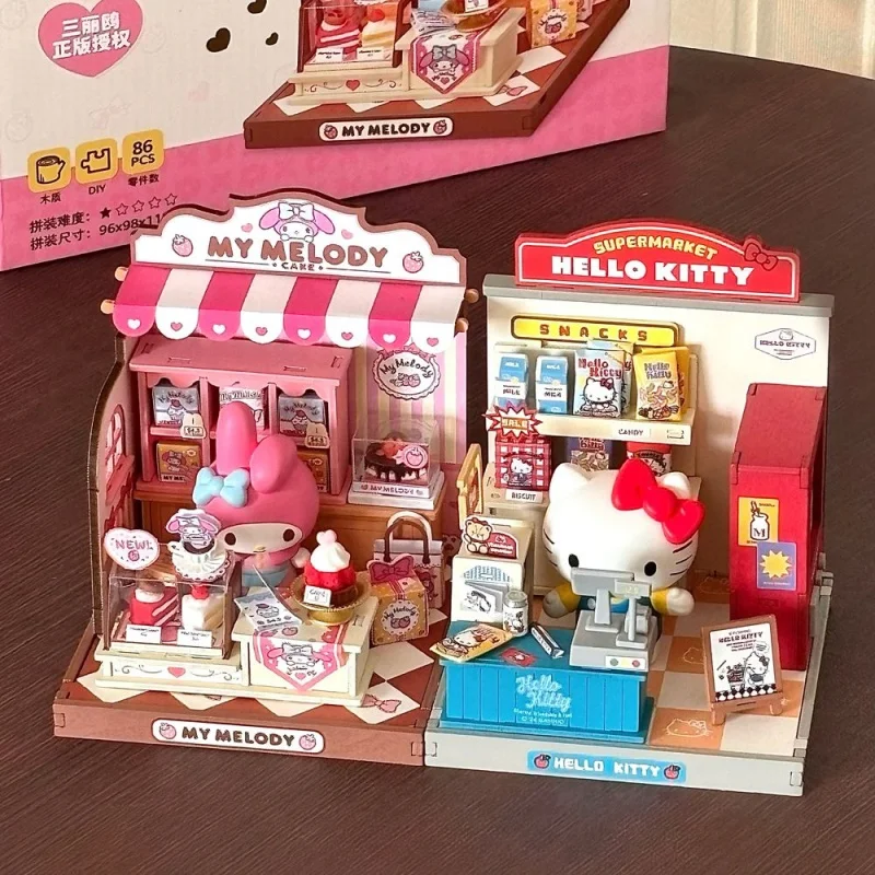 

Серия Sanliou Family Store Manager, миниатюрная модель «сделай сам», милый Hello Kitty Melody, небольшой дом, строительный комплект для детских подарков
