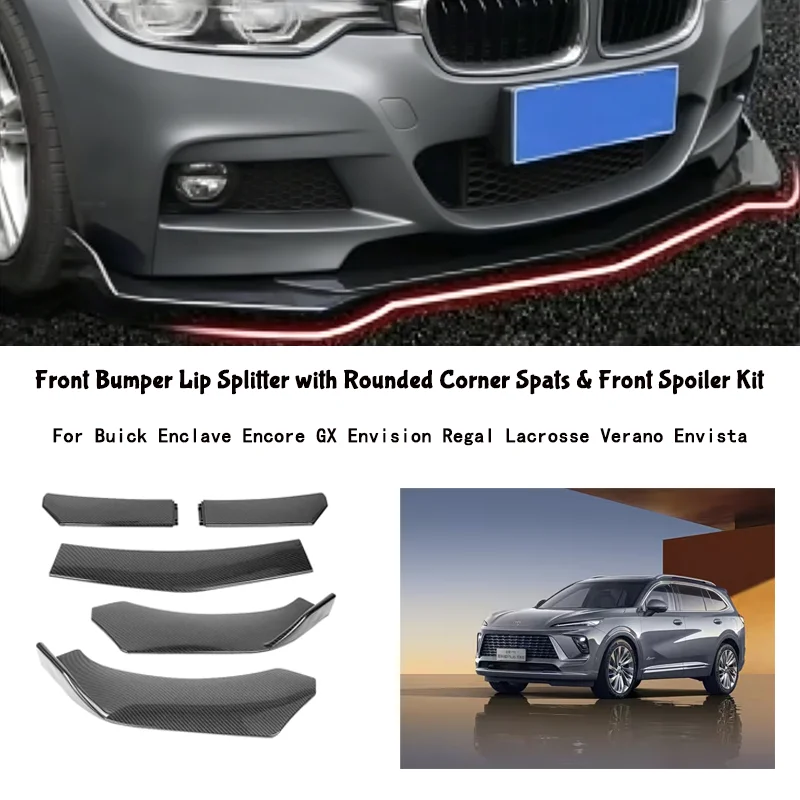 5-Segment Adjustable Front Bumper Lip Splitter Body Kit For Buick Enclave Encore GX Envision Regal Lacrosse Verano Envista