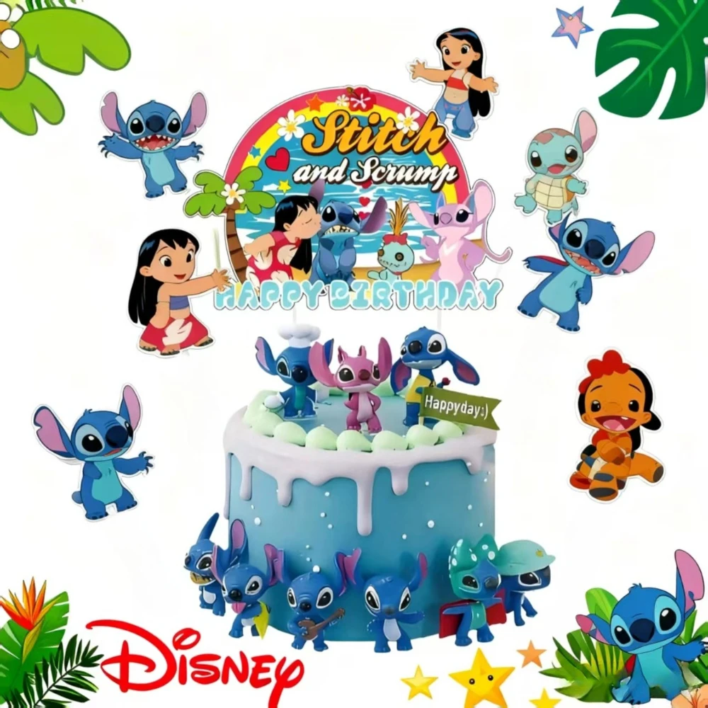 

Набор топперов для торта Stitch, 25 шт., эксперимент Disney Lilo 626, коллекция персонажей для дня рождения, рождественские украшения для кексов