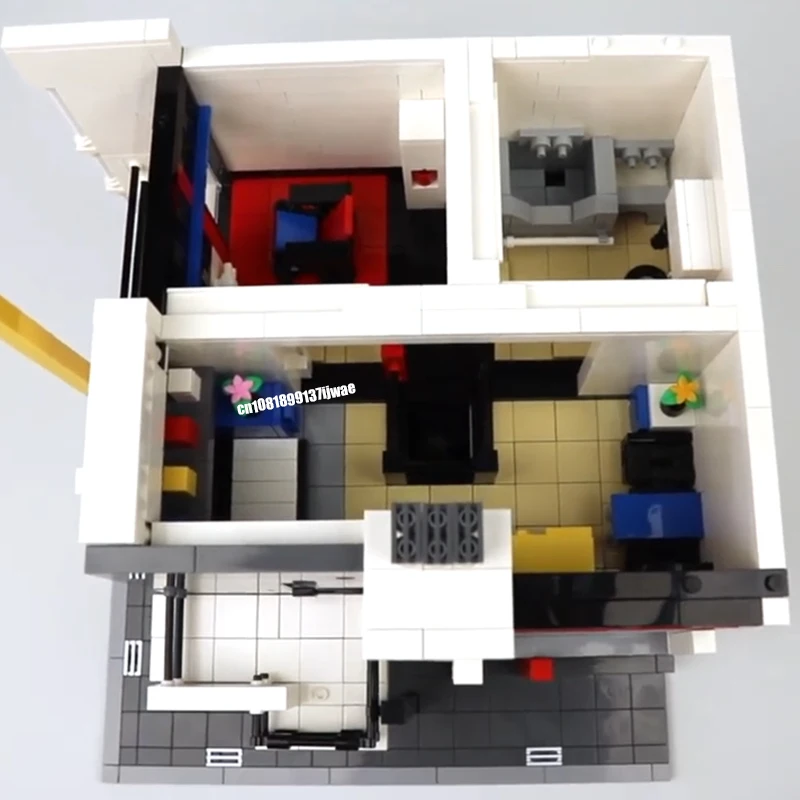 Modular Rietveld Schroder House 모델, DIY 아이디어, 어린이 장난감, 생일 선물 블록, 시티 핫 셀러, 스트리트 뷰, 2811 개