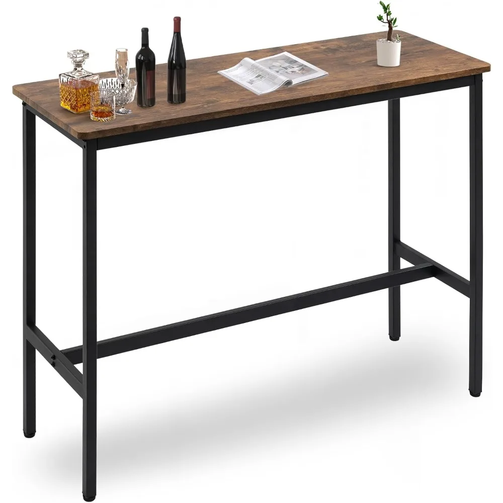 

Adjustable Feet Narrow Rectangular High Top Pub Table for Kitchen Counter and Sofa Area