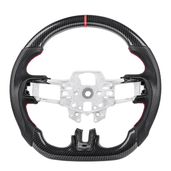 フォードマスタング 2015 2016 2017 ハイドロディップカーボンファイバーステアリングホイール穴あきレザーレーシングホイール
