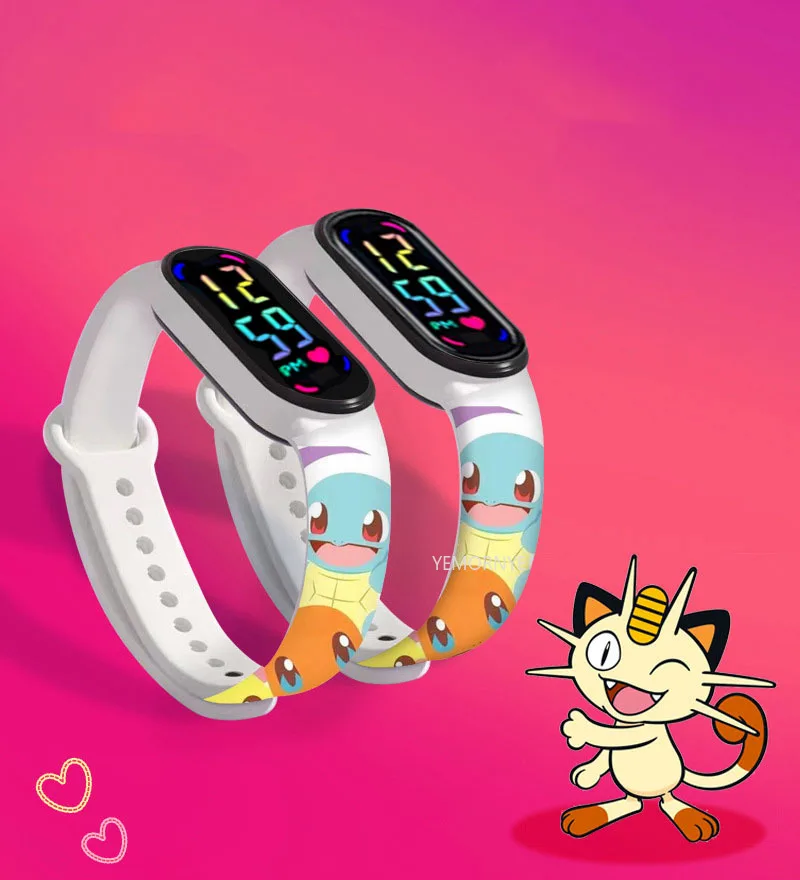 Pokemon Fire Dragon Kabi Beast Mew Two Miao Frog Seed Childrens Bracelet Watch LED Touch Waterproof Clock Sports Christmas Gifts