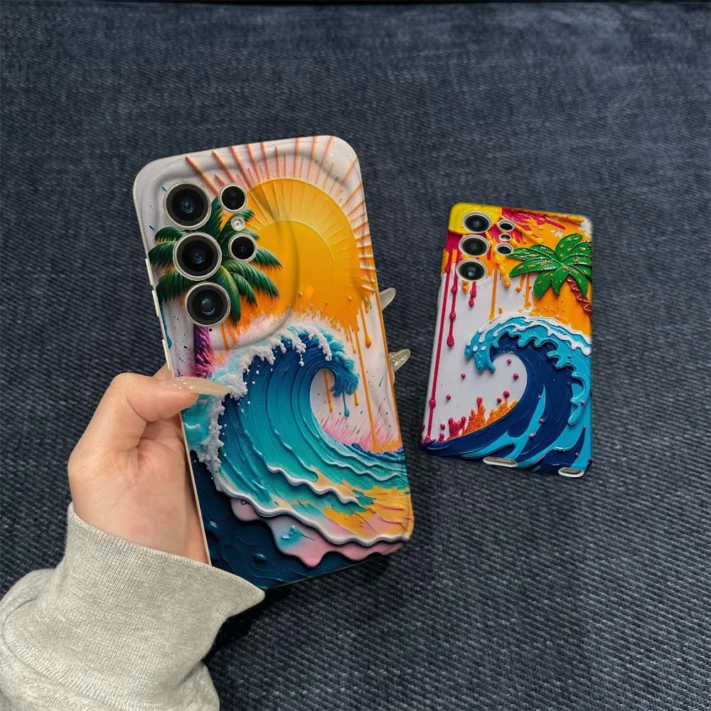 

Heatwave Island Pattern For Samsung Galaxy S21 S23 S24 S25 S26 FE Lite Plus Ultra 5G Wave Oil Film Phone Case