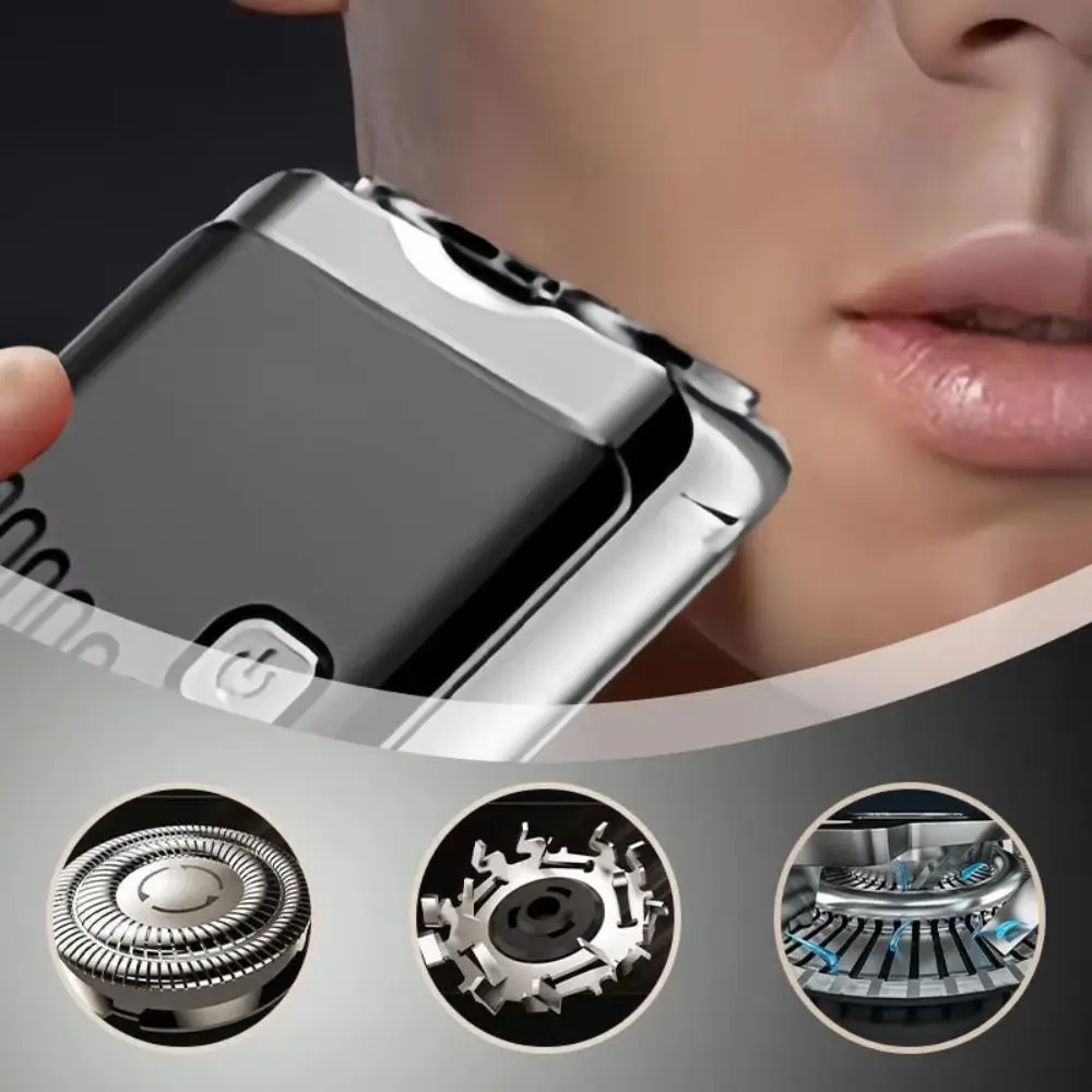 

Double Head Mini Electric Shaver Powerful Motor 10000 Revolutions Pocket Rotary Razor Efficient Shaving Comfortable Grip