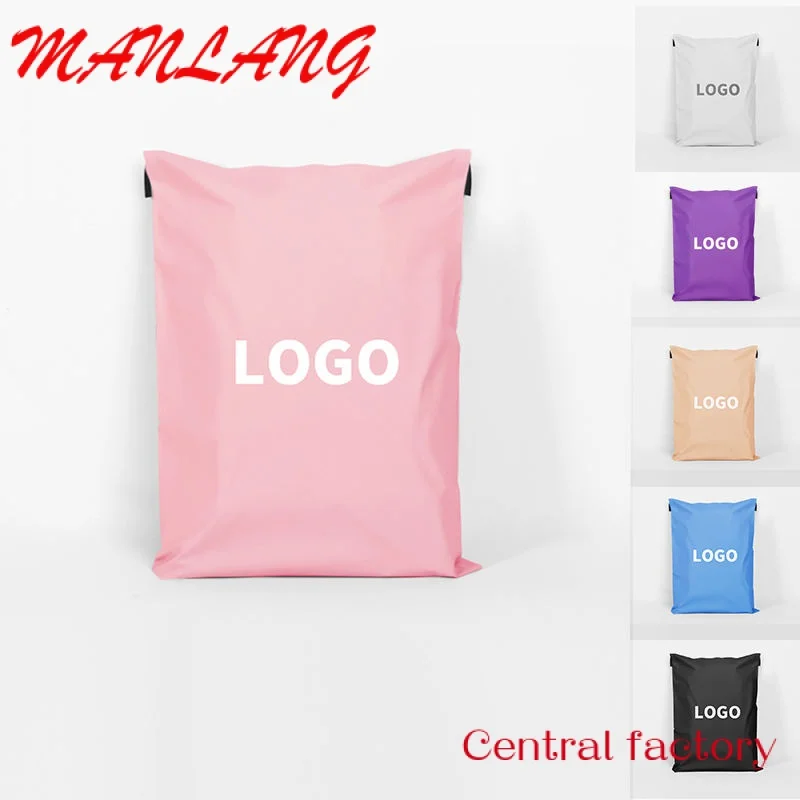 Bolsas de correo de polietileno para ropa, embalaje de plástico Rosa impreso personalizado, envío postal