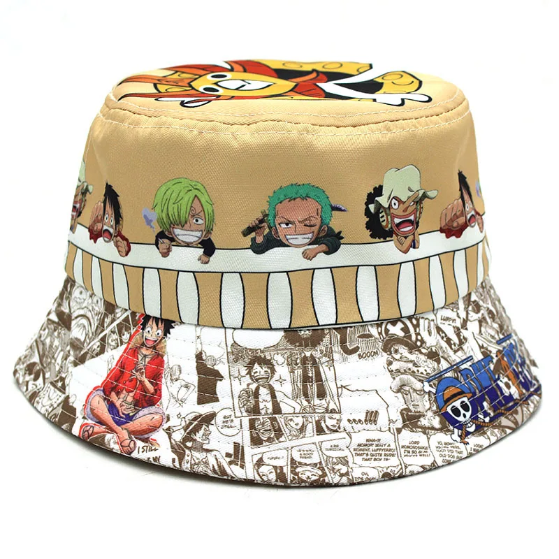 One Piece  Luffy Fisherman Hat Men Cartoon Anime Panama Hat Summer Women Outdoor Sun Protection Casual Bucket Hats Sun Cap Gift