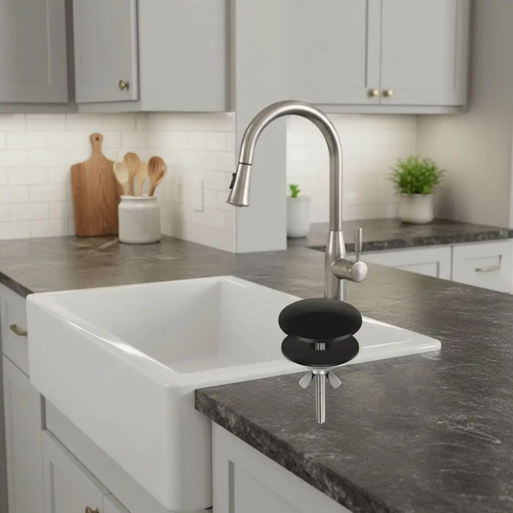 

Black Color Faucet Hole Cover Sturdy Construction Finishing Cover Sink Tap Hole Cap Anti-leakage Seal Kitchen Sink Hole Plug