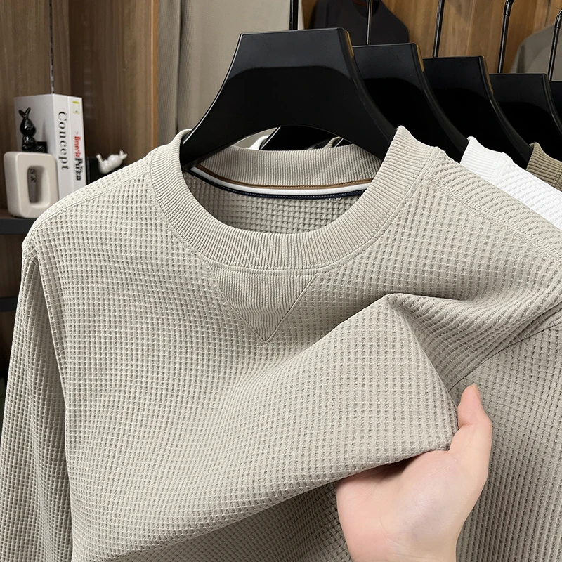 Men's Knitted Sweater Round Neck Long Sleeve Solid Color Pullover Autumn Winter Fashion Casual Classic Versatile Men's Wear