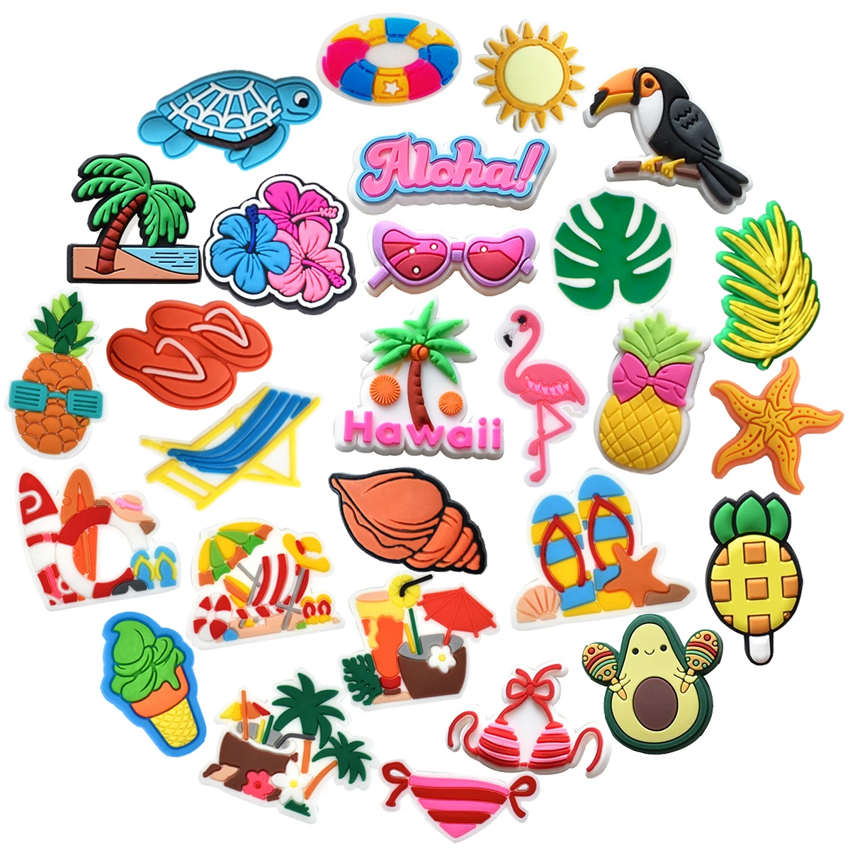 28Pcs Summer Beach Hawaii Series Shoe Charms For Charms Shoe