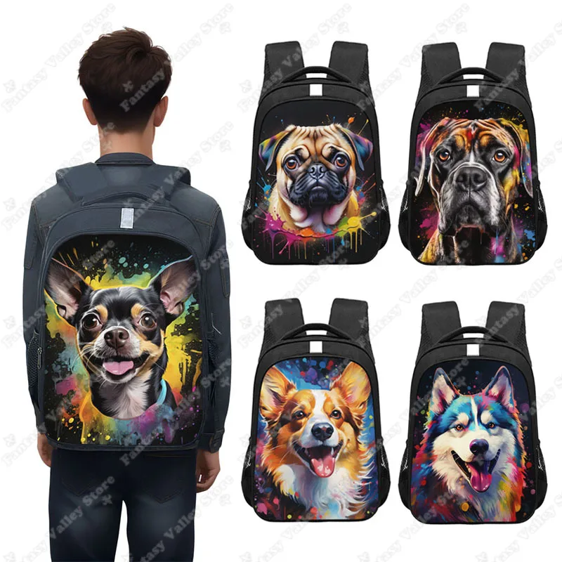 

Женский разноцветный рюкзак с принтом хаски, мопса, бульдога, школьная сумка для подростков, вместительные дорожные рюкзаки для хранения