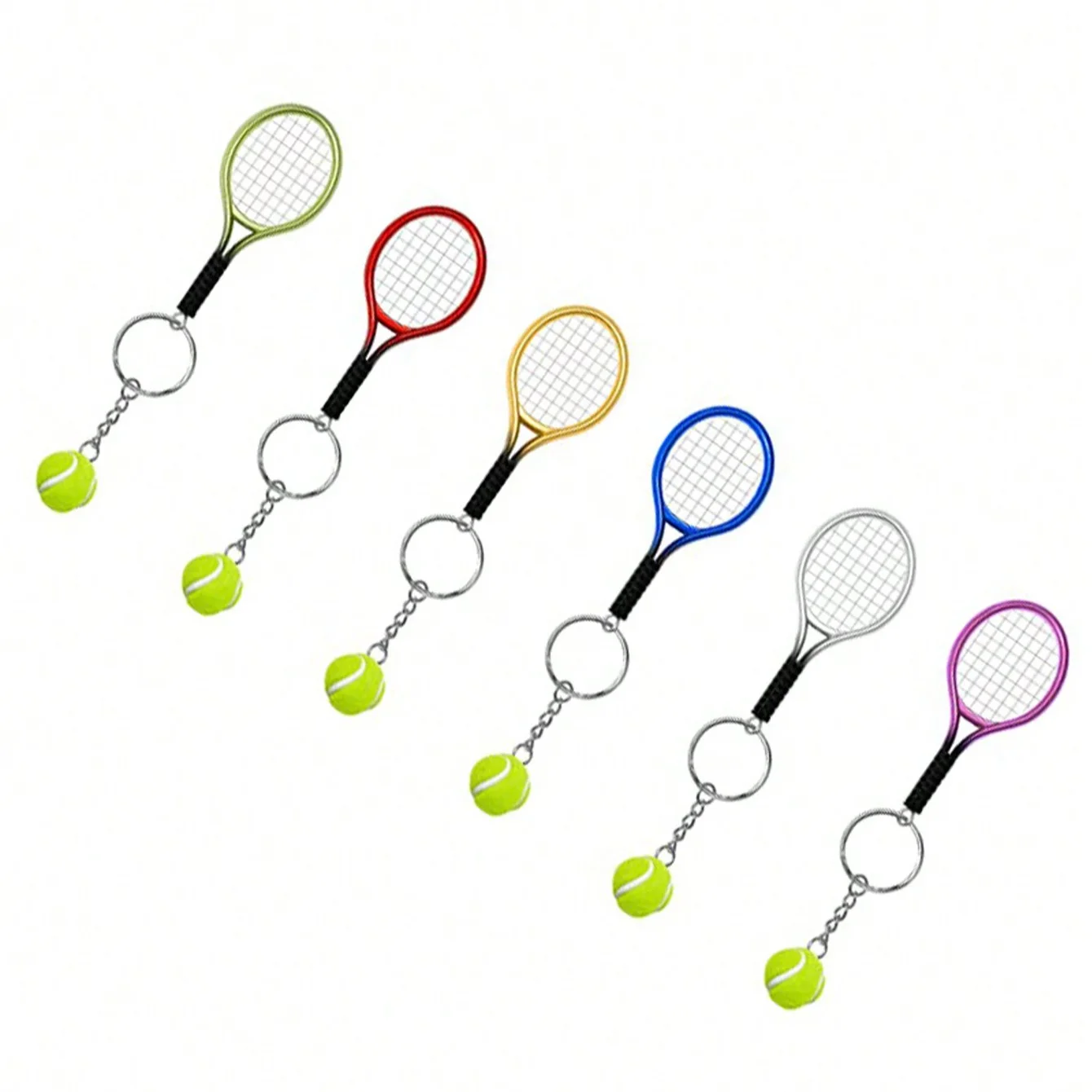 1pc Mini Simulation Tennis Racket Keychain, Fashionable Bag Accessory, Color Random