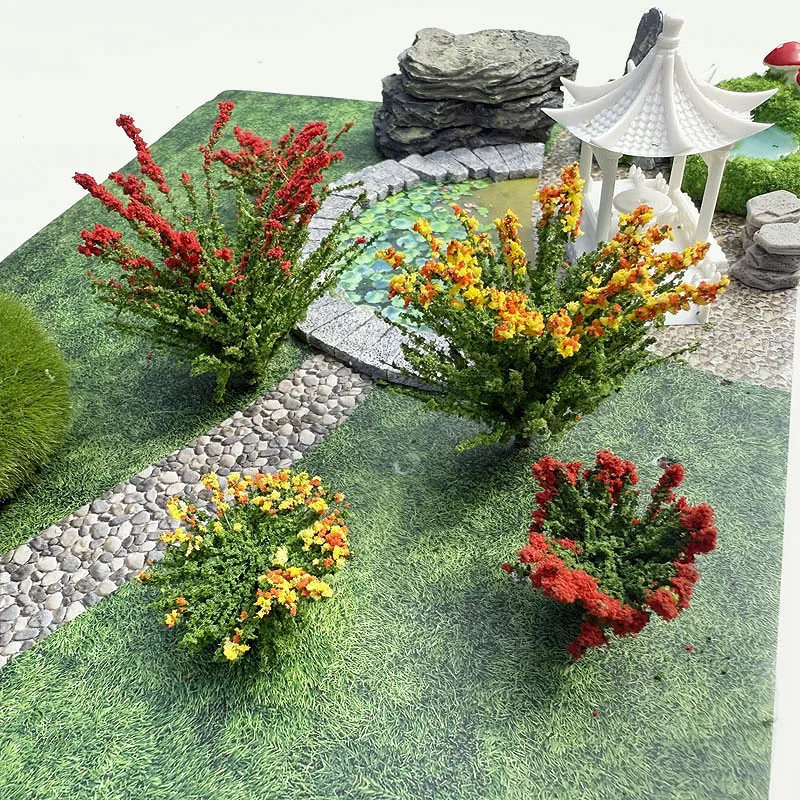 5pcs 3/6cm Simulation Flower Model Shrub Vegetation Model Platform Decoration Landscape Sand Table Landscaping Doll House DIY