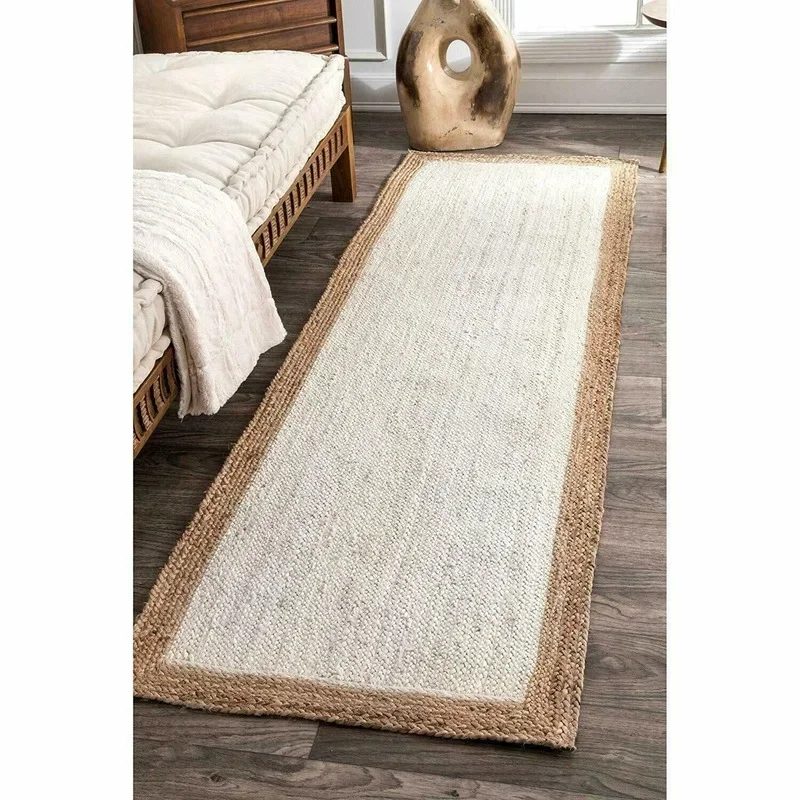 

Rug White Jute 100% Handmade Rectangle Home Decor Living Room Rustic Look Rug