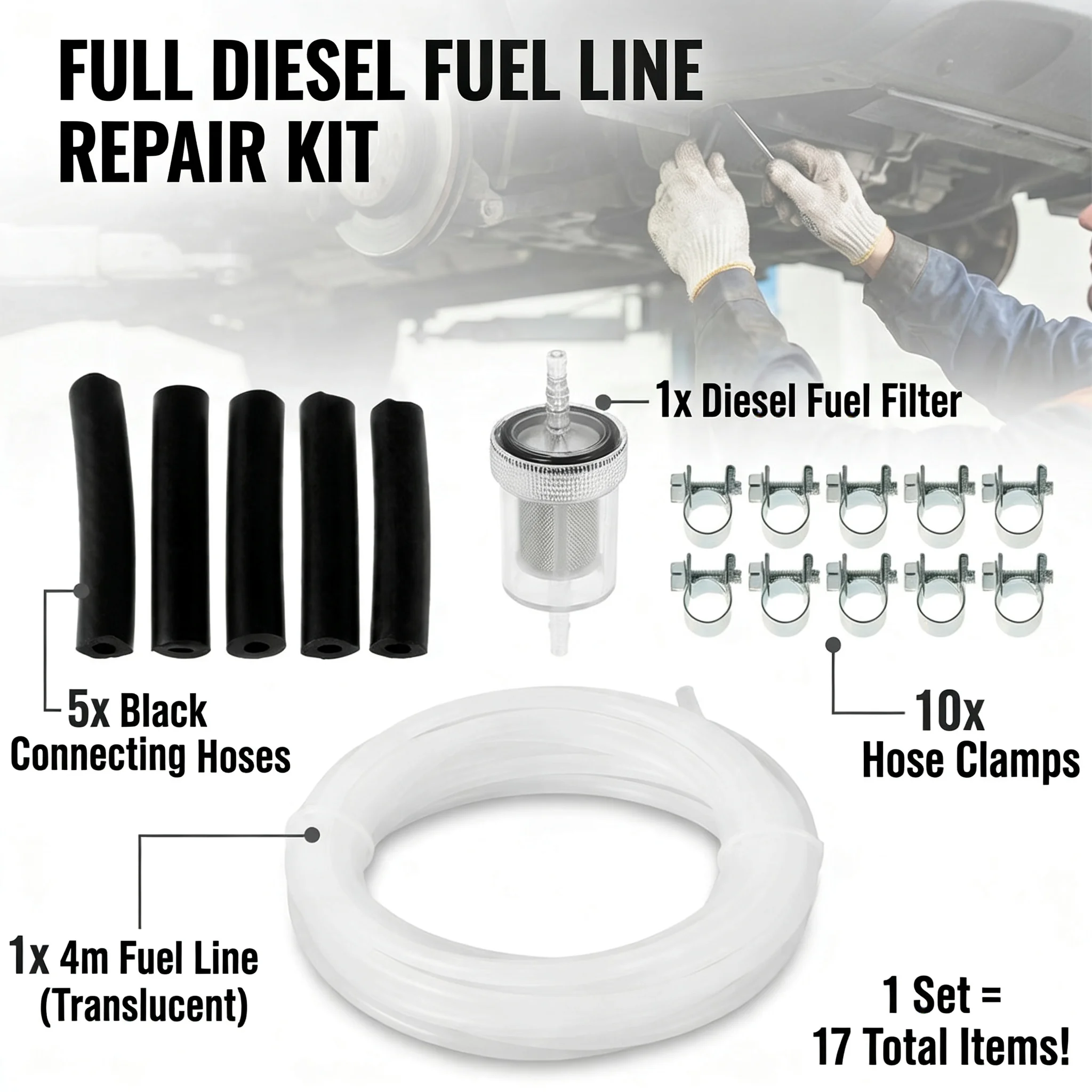 Kraftstofftank-Standrohr-Kit Austauschbares Standheizungs-Kraftstoffleitungs-Set für Eberspächer/Webasto Heizung Diesel-Schlauchclip