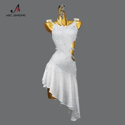 2024 New Ballroom Dress White Latin Dance Women Competition Costume Girl Clothes Line Skirt Female Samba Suit Midi Practice Wear