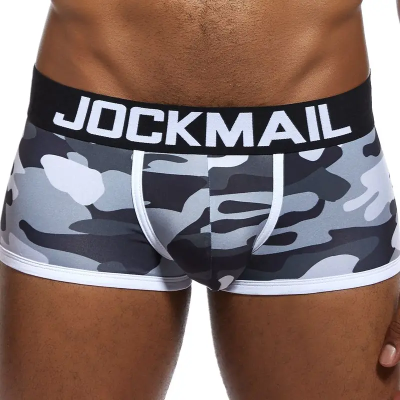 JOCKMAIL Sexy Mens Cotton Print Boxer Male Underwear Solid Shorts Breathable Underwear Striped Boxer Shorts Men Boxer Hombre