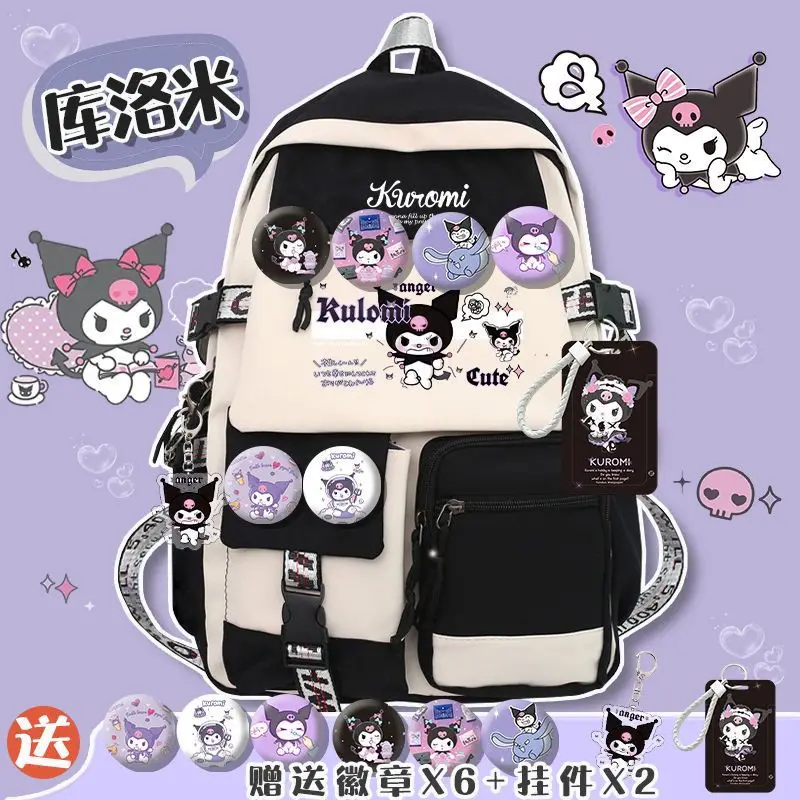 

Sanrios Anime My Melody Kuromi Backpack Cinnamoroll School Supplies Student School Bag Grades 3-6 Campus Bag Large Capacity Gift