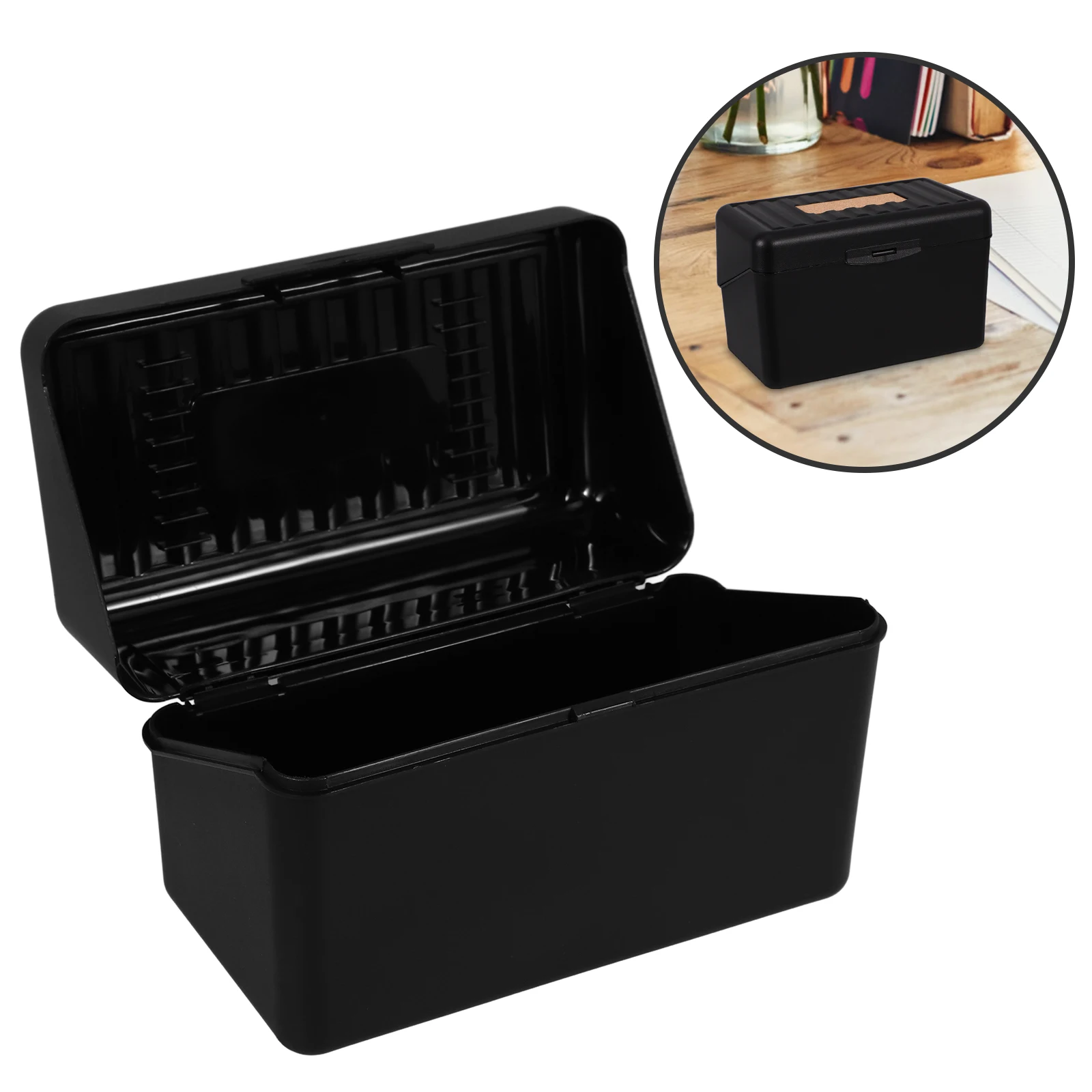

Card Box Convenient Cards Holder Index Organizer with Dividers Note Desk Business