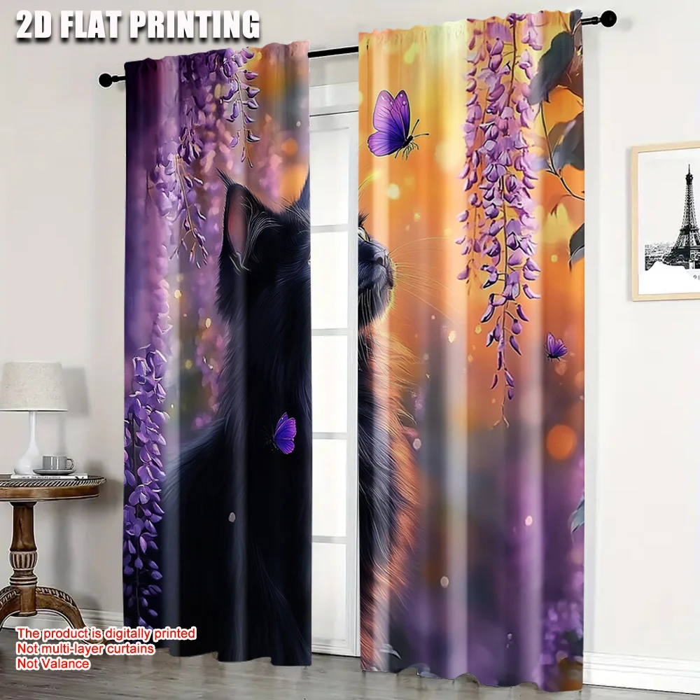 

2pc, Window Drapes purple lavender Machine Washable Fabric,Without Electricity Birthday Party Perfect for Indoor Celebrations,