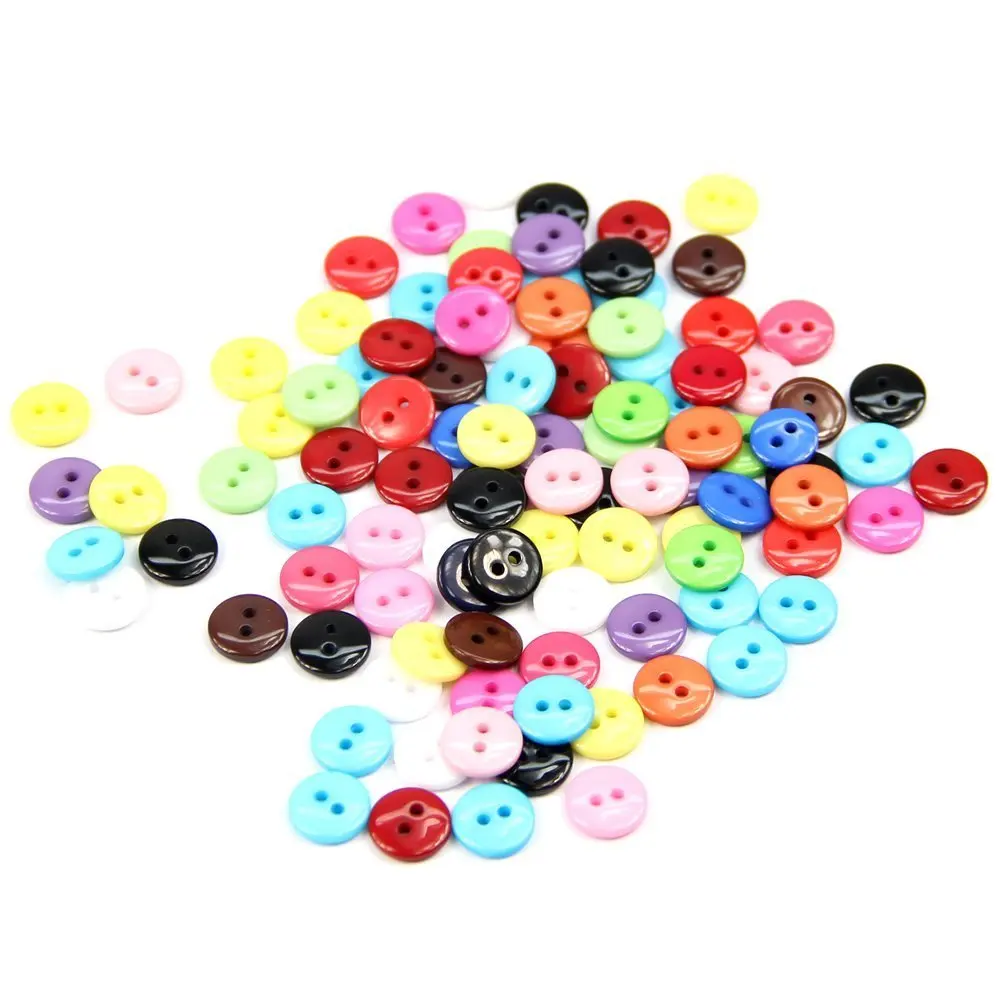 100pcs 8mm Mixed Color Round Shape Resin Buttons Sewing Accessories