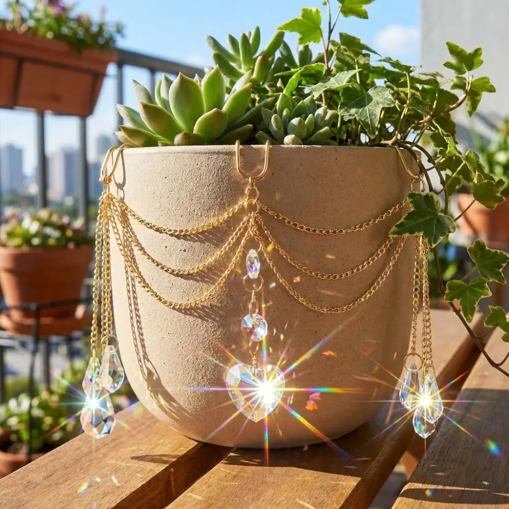 Heart-Shaped Beads Crystal Prisms Sun Catcher Reflective Handmade Craft Hanging Pot Crystal Exquisite Colorful
