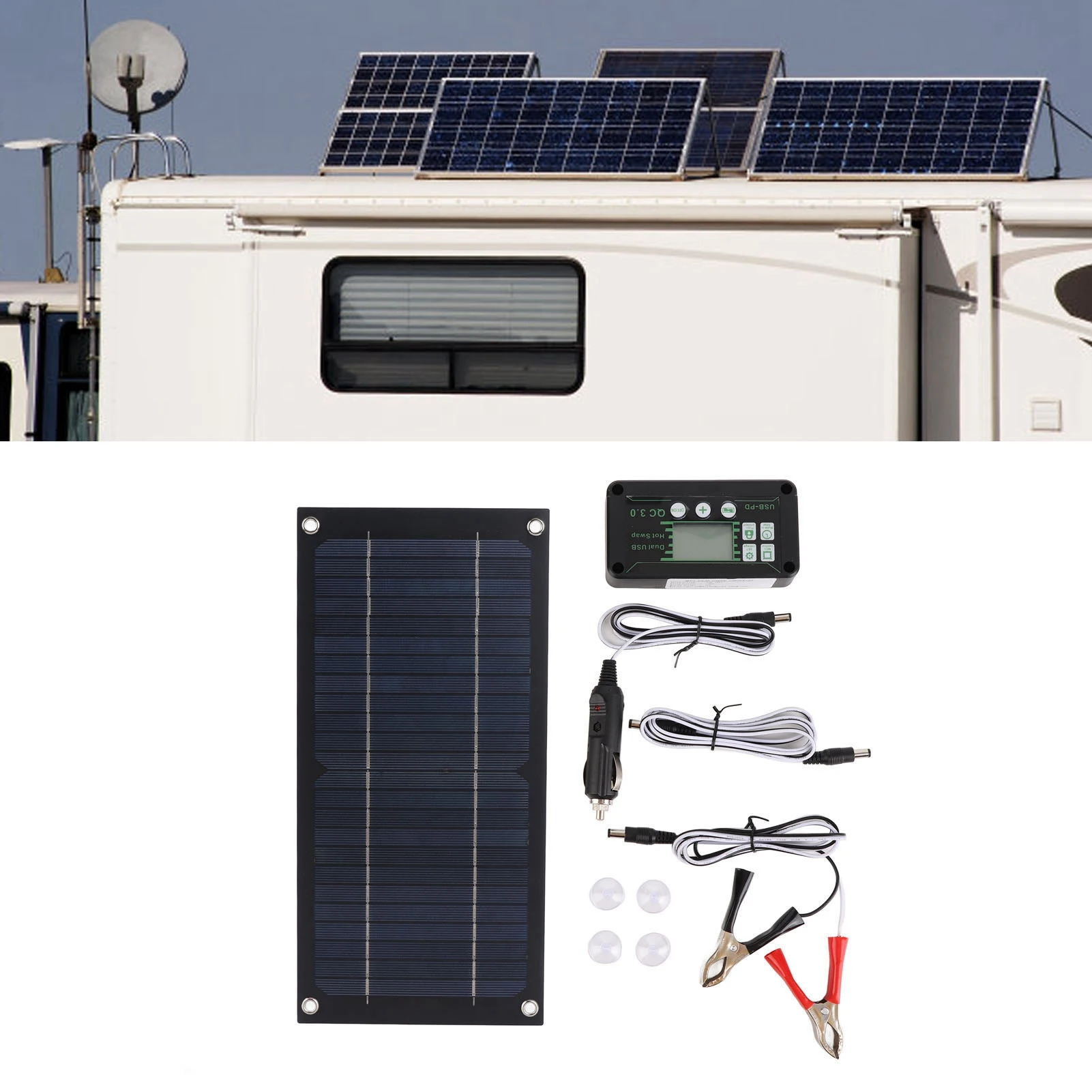 Solar Panel  High Conversion Rate Portable Solar Panel Kit Monocrystalline Silicon 100A Eco Friendly 600W for RV