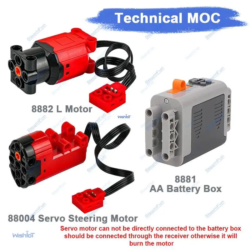 

Набор строительных блоков MOC Technical Power Functions L Motor Servo 88003 88004 с батарейным отсеком AA 8881, совместимый со всеми марками автомобилей