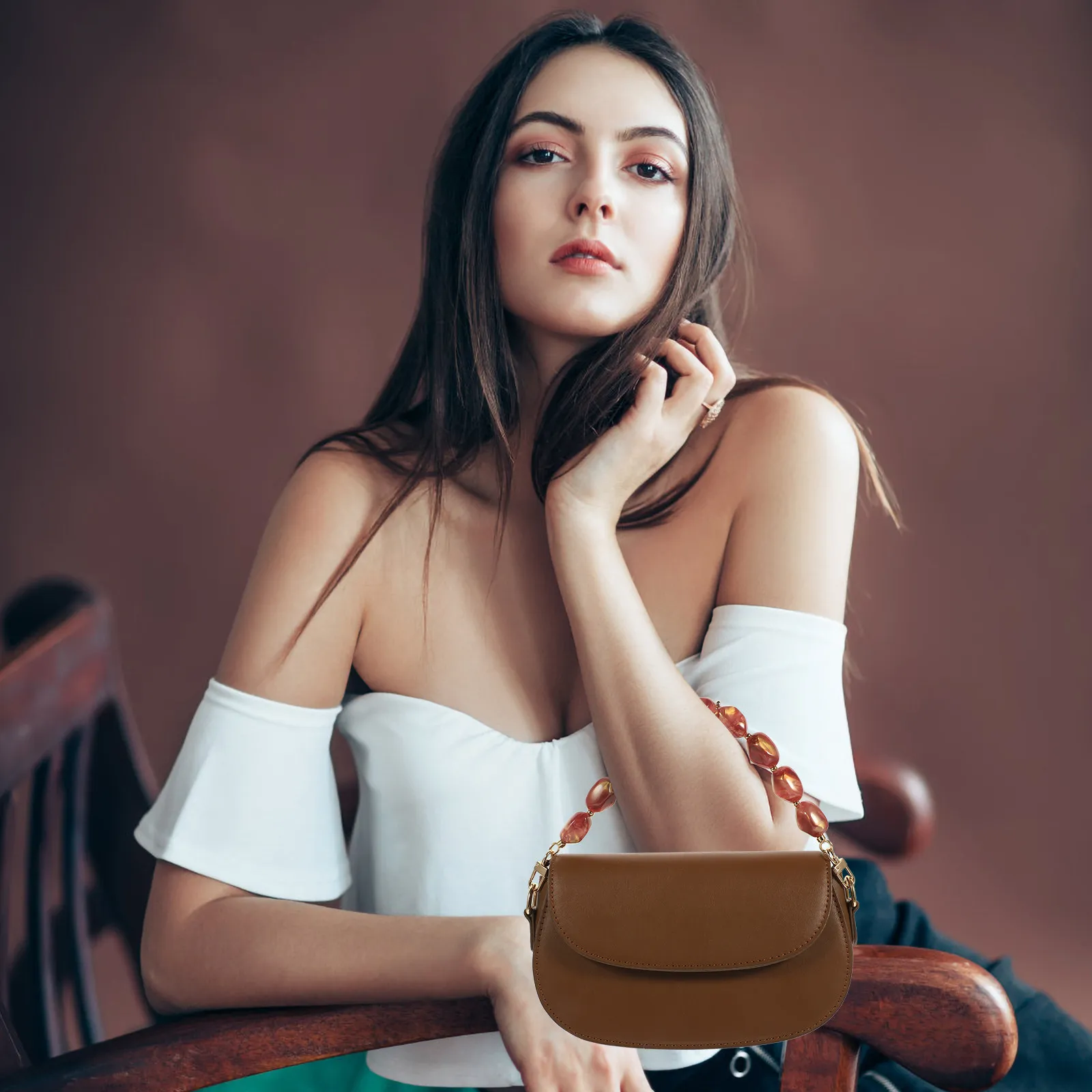 

Премиальная цепочка-ручка для сумки с бусинами, сменная, для клатча, с прочными концевыми застежками, легко устанавливается, съемная, модная цепочка