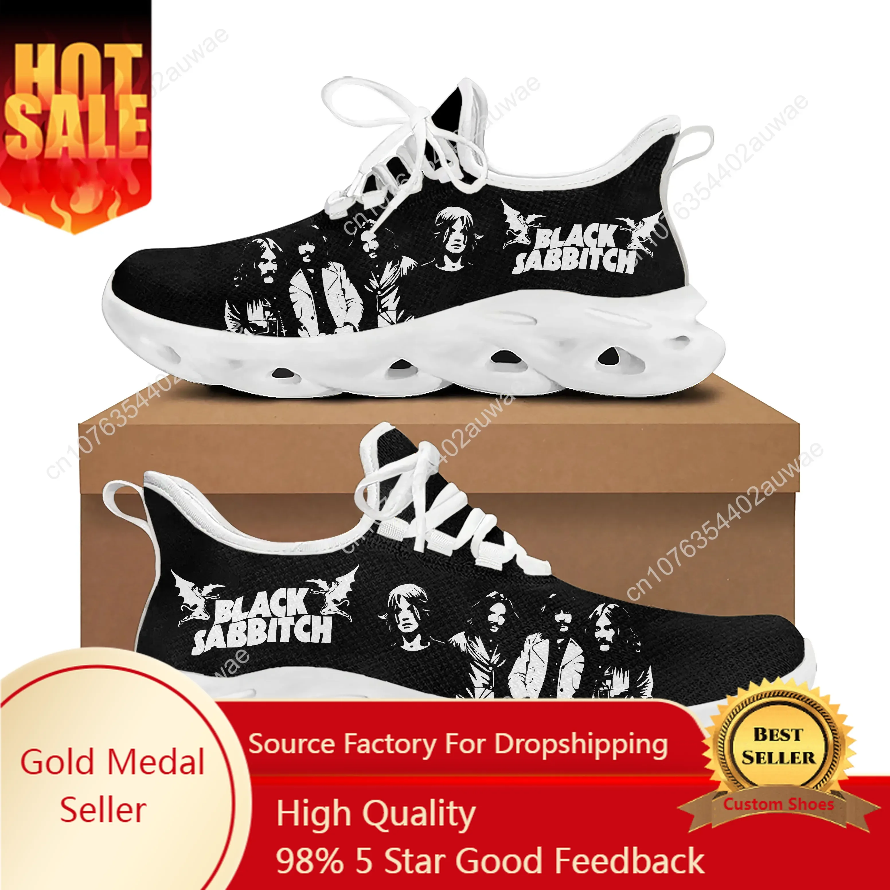 

Black Heavy Metal Band Sabbath Sports Shoes Mens Womens Teenager Kids Children Sneakers Casual Custom High Quality Couple Shoes