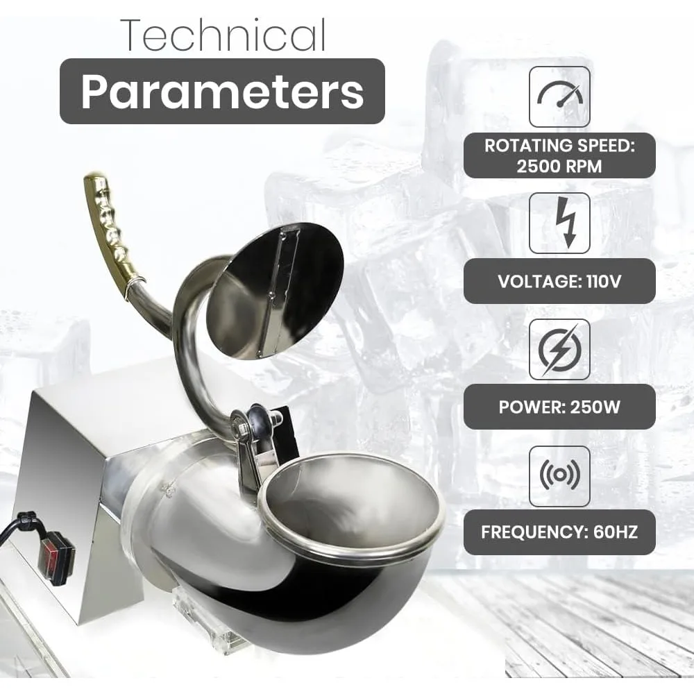 440 lbs/h elektrische Eisrasierermaschine mit zwei Klingen, 250 W, Eisbrecher, Schneekegelbereiter, Maschinen mit 10-Gallonen-Acrylbox