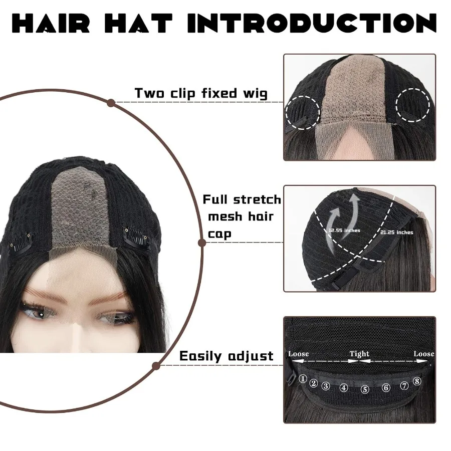 Natürlich aussehende lange, gerade schwarze synthetische Perücke für Frauen, 76,2 cm lange schwarze Haarperücken, ideal für den täglichen Gebrauch, formelle Veranstaltungen und besondere Anlässe