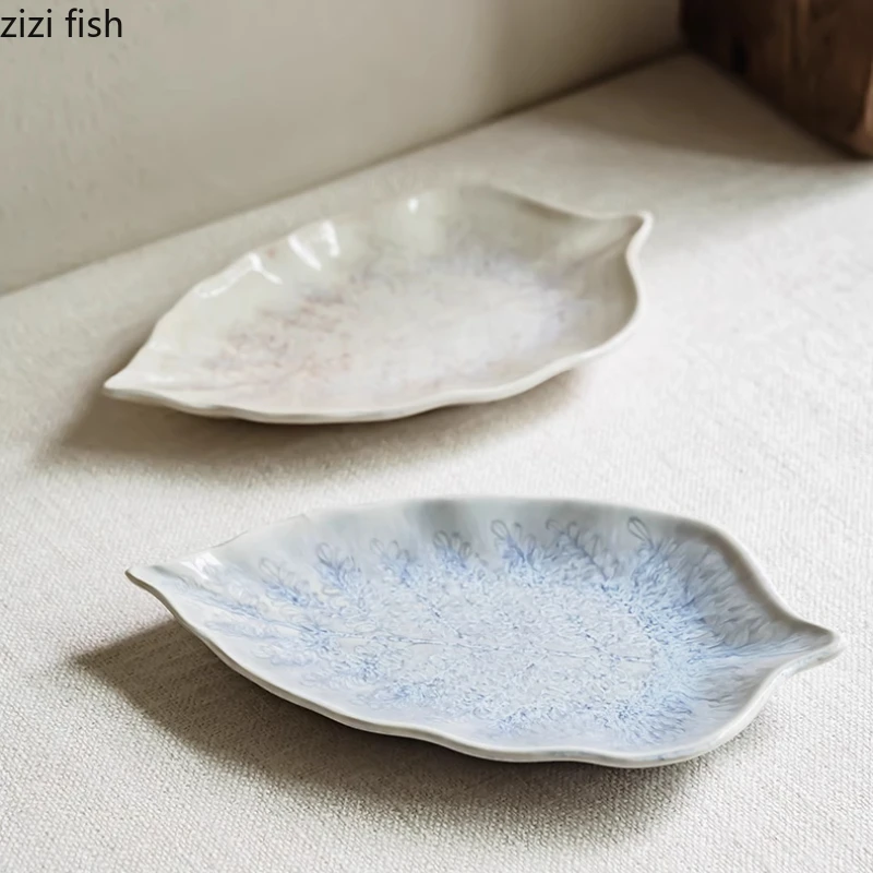 Ceramic Leaf Dining Plate Fish Dish Serving Plates Western Style Steak Plate Sushi Plates Sting Disc Fruit Bowl Dessert Bowl