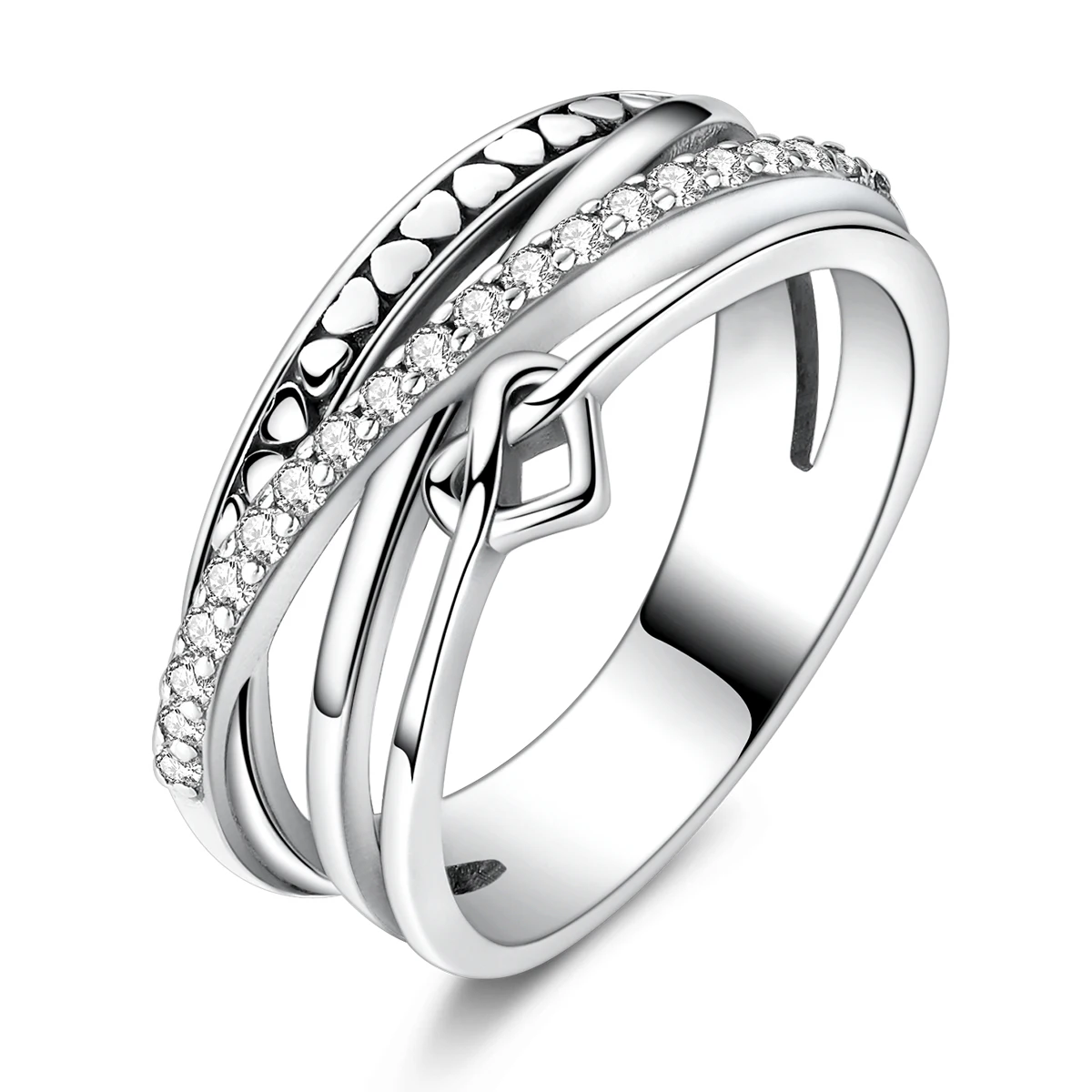 

925 Silver Ring For Women Interlaced Heart Original Finger Ring Girls Party Accessories Jewelry