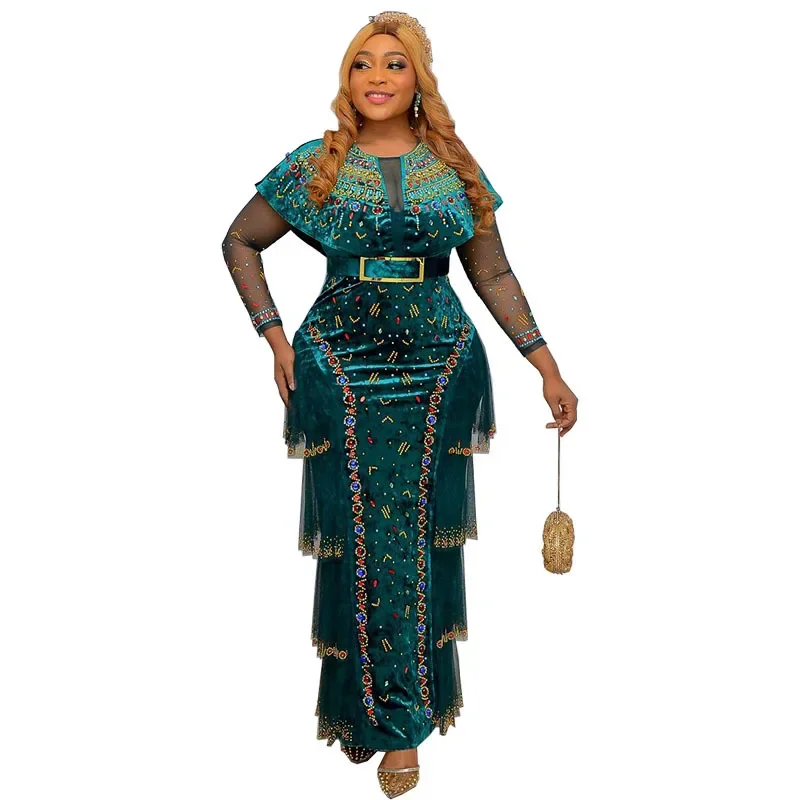 2022 Bodycon Long Maxi Dress African Dresses for Women Sexy Spring African Women Long Sleeve Plus Size Long Dress