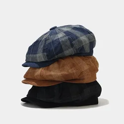 Corduroy Men Women Youth Boy Girl Newsboy Flat Cap Adjustable Corduroy Gatsby Ivy Golf Cabbie Hat Classic Vintage Beret Headwear