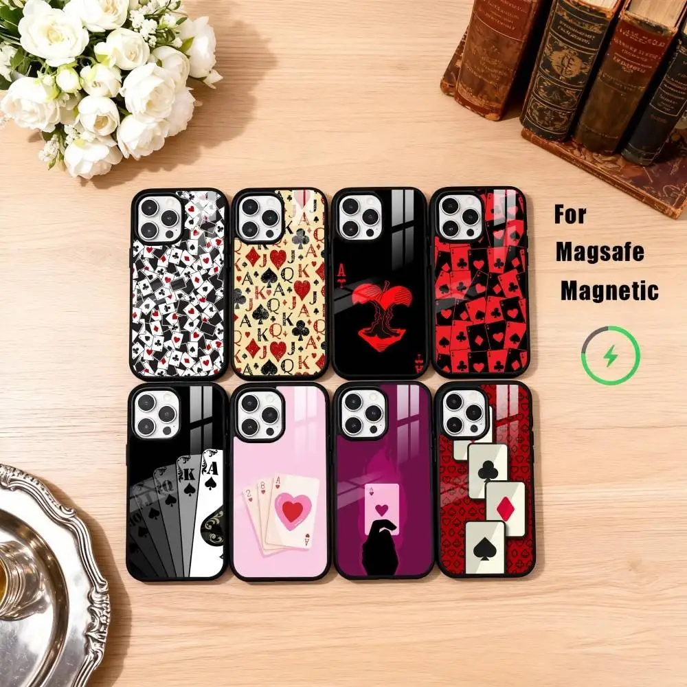 

Чехол для телефона C-Card Suit Art для iPhone 17,16,15,14,13,12,11 Plus, Pro Max, магнитный для беспроводной зарядки Magsafe