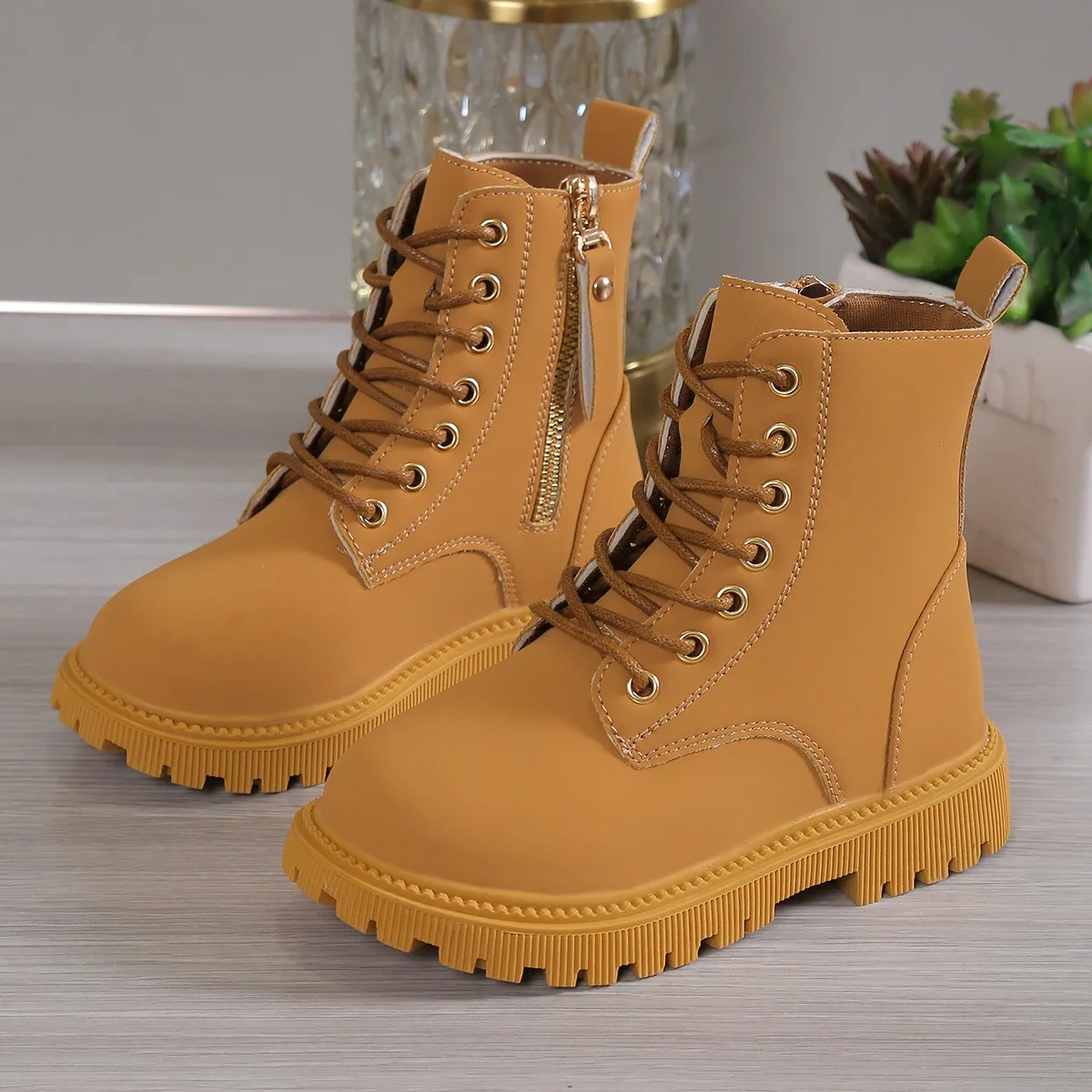 

Детские походные ботинки для мальчиков и девочек, новинка 2023 года, осенне-зимние детские кожаные ботинки, нескользящие простые детские школьные ботильоны с боковой молнией