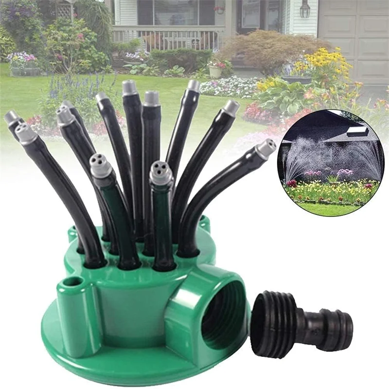 360-degree Garden Automatic Multi-head Sprinkler Garden Lawn Plant Irrigation Tool Adjustable Angle Watering Nozzle