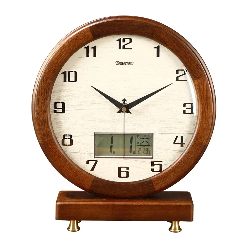 

Light luxury solid wood desk clock pendulum desktop living room watch desktop ornament sitting decorative