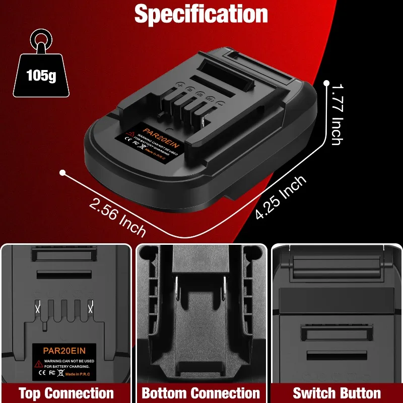 HAKSINKY PAR20EIN محول بطارية أداة الطاقة لبطارية ليثيوم أيون Parkside 20 فولت تحويل إلى لاستخدام أداة الطاقة ليثيوم أيون Einhell 18 فولت