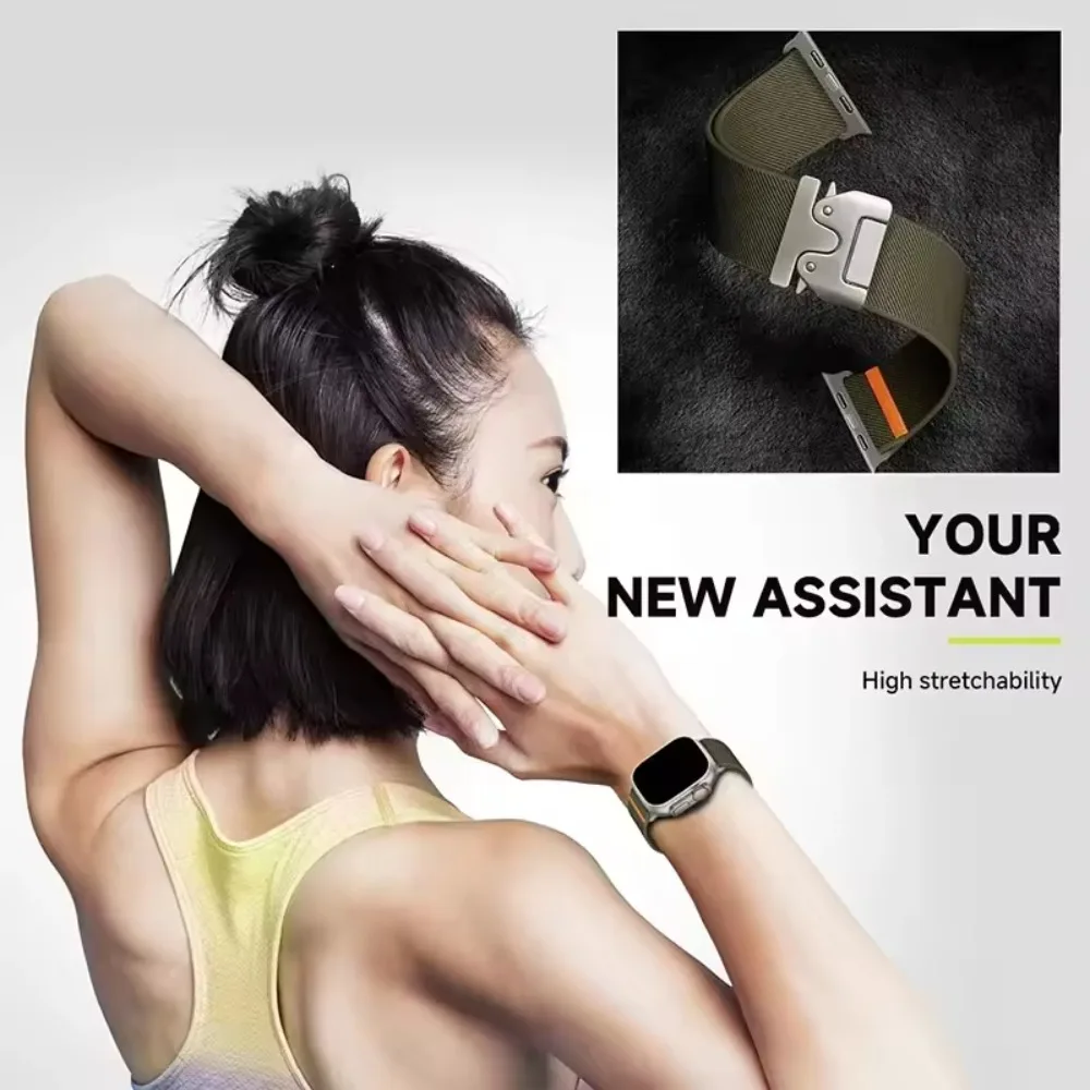 Parachute Nylon Strap for Apple Watch Ultra 2/1 49mm10 46mm 42mm Braided Breathable Band IWatch 9 8 7 6 5 SE 45mm 41mm 44mm 40mm