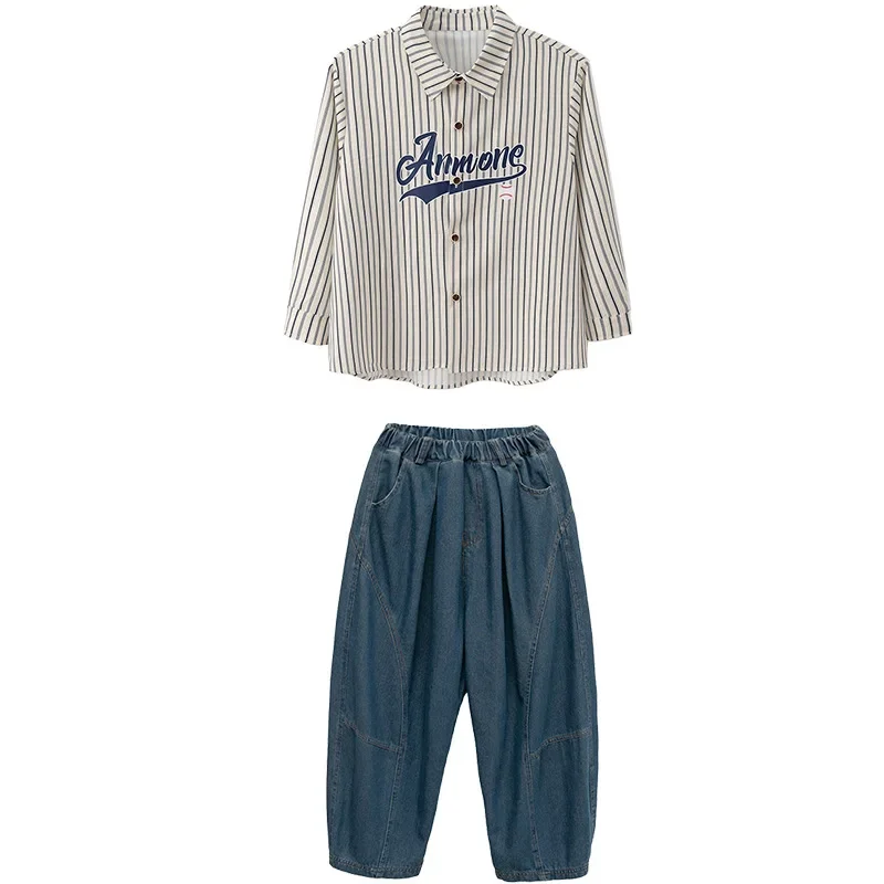 Camicie a righe per bambini Pantaloni larghi Vestito per adolescenti Jazz Danza moderna Performance Abiti da palcoscenico Set Costumi di danza Hip Hop per ragazze