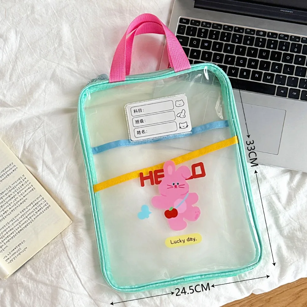 

Cute Multifunctional Cartoon File Bag Rabbit Bear Test Paper Storage Bag Cat Pocket File Folder Bag Stationery Organizer Pouch