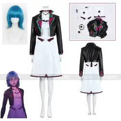 Anime Game LoL Arcane Season 2 Powder Cosplay Costume Wig Black PU Coat White Skirt Uniform Woman Halloween Carnival Party Suit