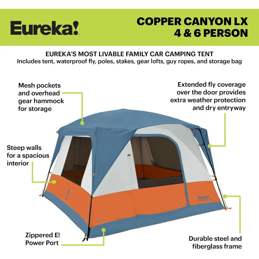 3 Season Family and Car Camping Tent, 4/6/8/12 Person Capacity