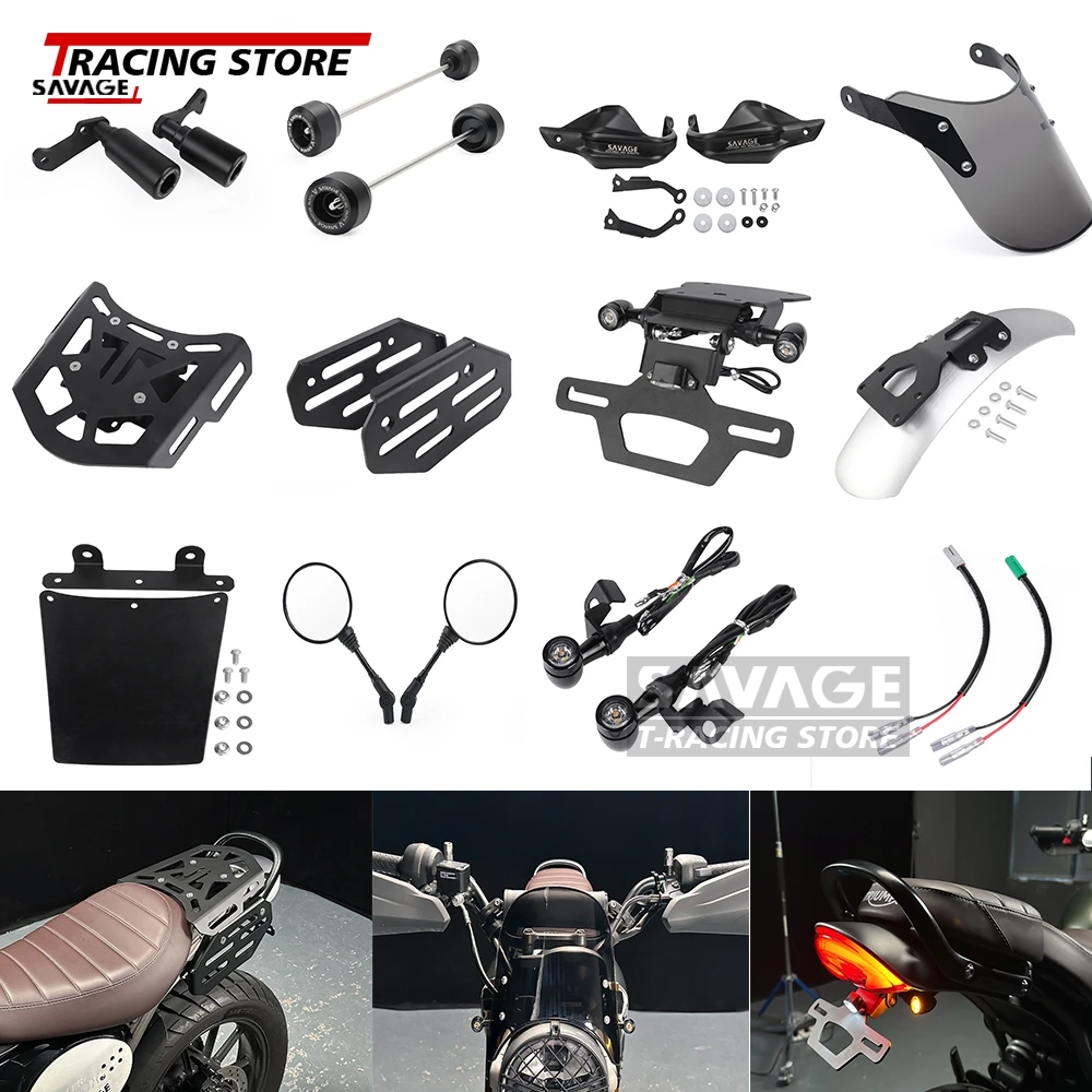 

​For Scrambler 400X Speed 400 Turn Signal Rear Mirrors Handguards License Plate Holder Frame Sliders Axle Wheel Guard Windscreen