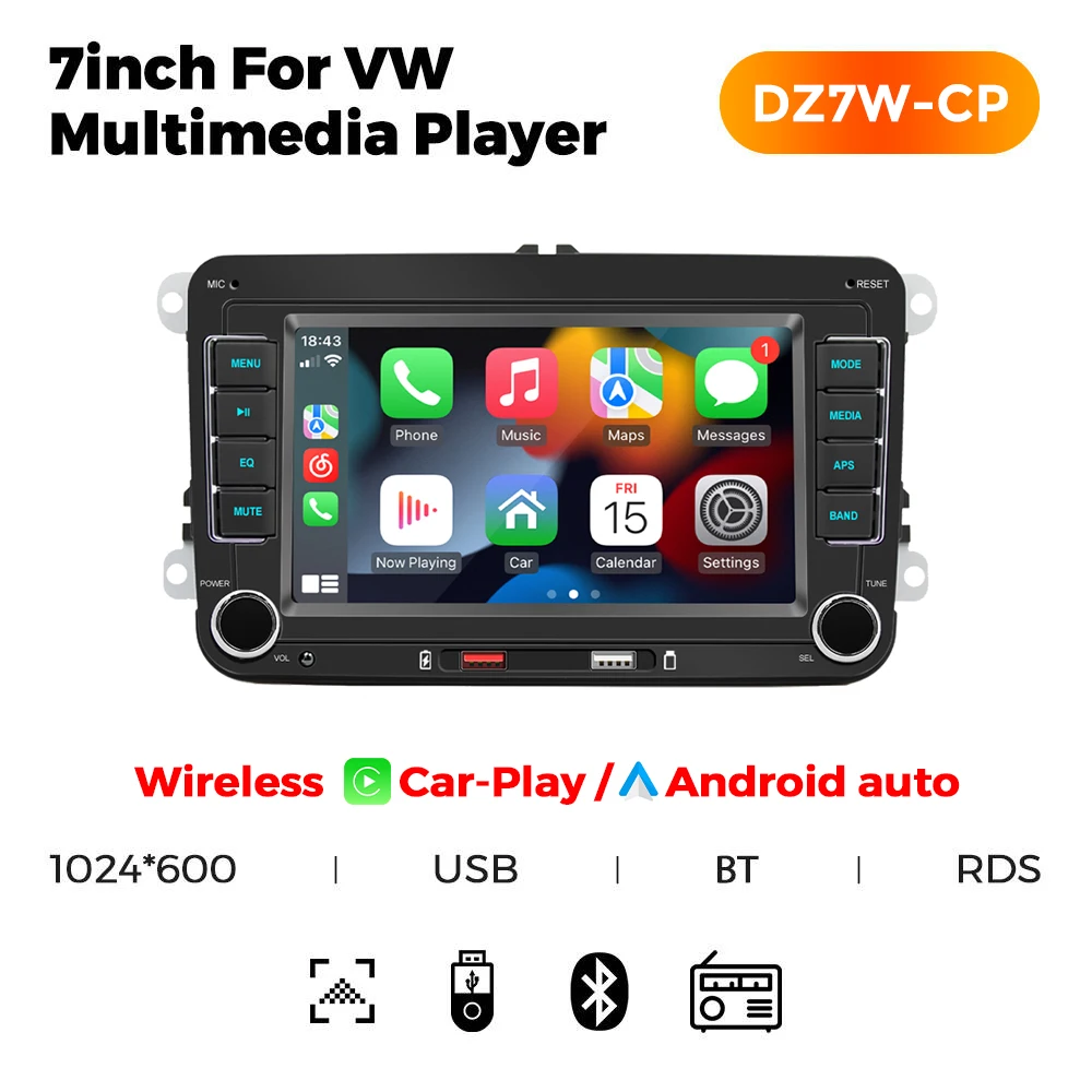 MEKEDE 7 "2 Din Autoradio CarPlay Android Auto Stereo Audio Voor Volkswagen/Seat/Skoda/Passat/Golf/Polo Auto Media Video BT RDS